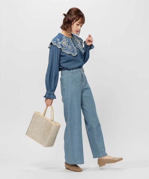 SOMETHING(サムシング)の「【SOMETHING】SAILOR WIDE(デニムパンツ・レディース・ライトインディゴブルー・XS/M/S)」の3枚目の写真