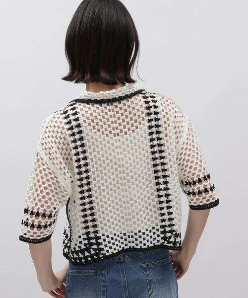 LAKOLE(ラコレ)の「かぎ針風シャツカーディガン / 118343(カーディガン/ボレロ・レディース・ミント/アイボリー系2/ライトイエロー・SMALL/MEDIUM)」の15枚目の写真