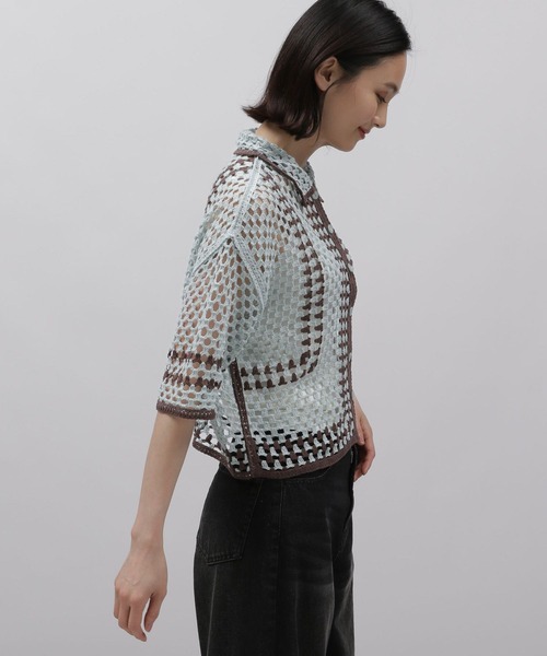 LAKOLE(ラコレ)の「かぎ針風シャツカーディガン / 118343(カーディガン/ボレロ・レディース・ミント/アイボリー系2/ライトイエロー・SMALL/MEDIUM)」の19枚目の写真