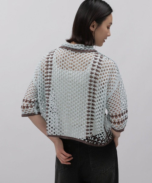 LAKOLE(ラコレ)の「かぎ針風シャツカーディガン / 118343(カーディガン/ボレロ・レディース・ミント/アイボリー系2/ライトイエロー・SMALL/MEDIUM)」の20枚目の写真