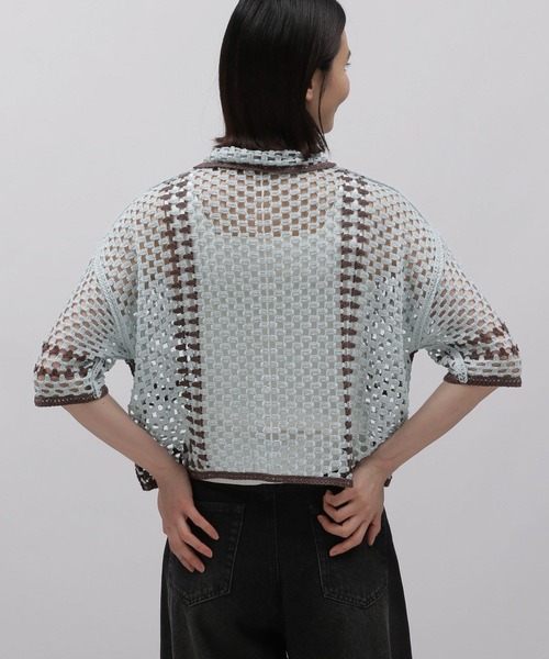 LAKOLE(ラコレ)の「かぎ針風シャツカーディガン / 118343(カーディガン/ボレロ・レディース・ミント/アイボリー系2/ライトイエロー・SMALL/MEDIUM)」の21枚目の写真