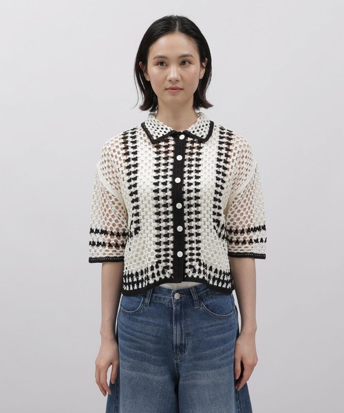 LAKOLE(ラコレ)の「かぎ針風シャツカーディガン / 118343(カーディガン/ボレロ・レディース・ミント/アイボリー系2/ライトイエロー・SMALL/MEDIUM)」の22枚目の写真