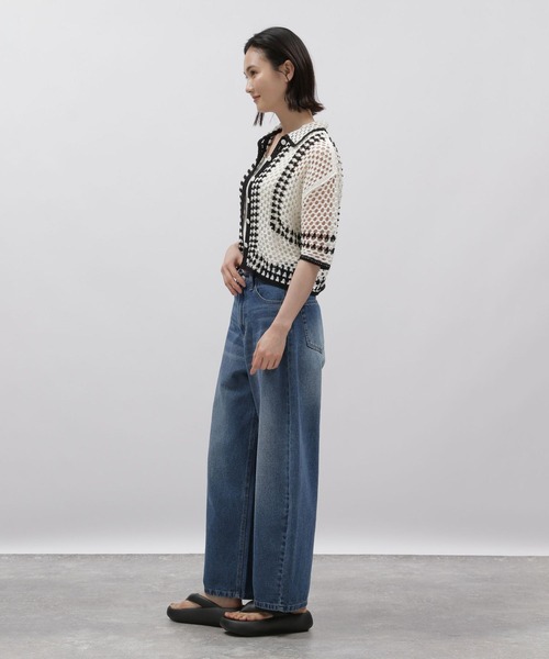 LAKOLE(ラコレ)の「かぎ針風シャツカーディガン / 118343(カーディガン/ボレロ・レディース・ミント/アイボリー系2/ライトイエロー・SMALL/MEDIUM)」の11枚目の写真