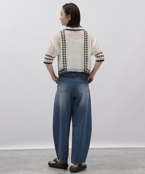 LAKOLE(ラコレ)の「かぎ針風シャツカーディガン / 118343(カーディガン/ボレロ・レディース・ミント/アイボリー系2/ライトイエロー・SMALL/MEDIUM)」の12枚目の写真