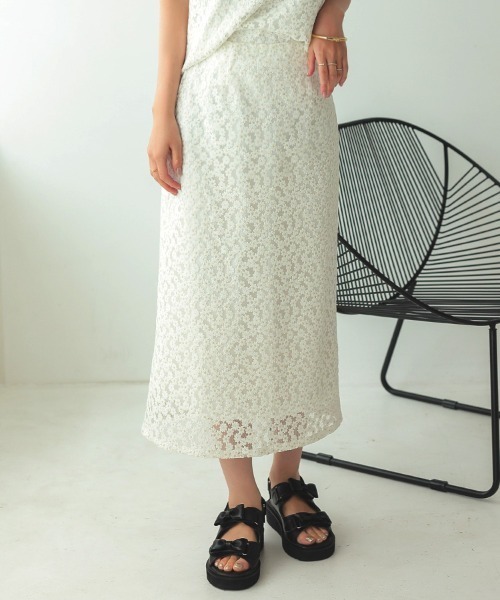 DONOBAN（ドノバン）の「フラワーレーススカート（スカート・レディース・ブラック/ホワイト・F）」の2枚目の写真