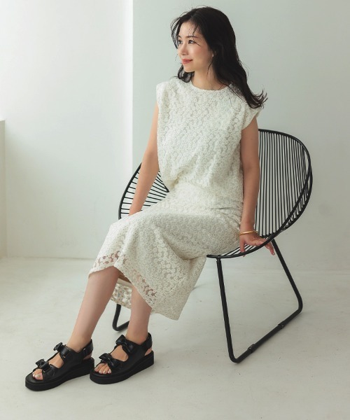 DONOBAN（ドノバン）の「フラワーレーススカート（スカート・レディース・ブラック/ホワイト・F）」の4枚目の写真