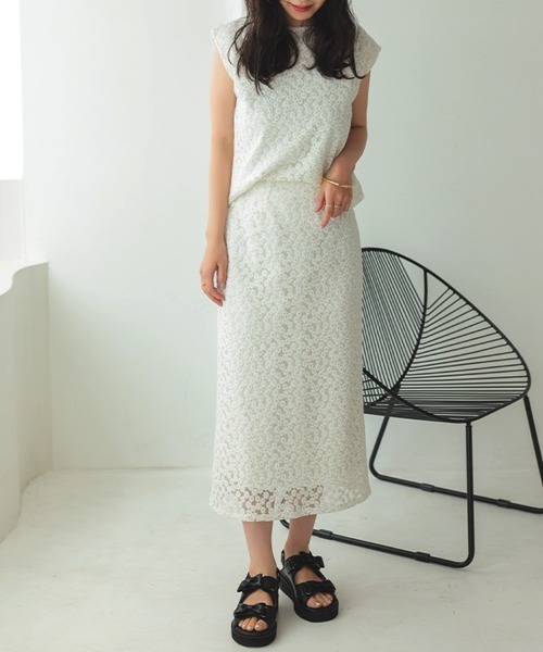 DONOBAN（ドノバン）の「フラワーレーススカート（スカート・レディース・ブラック/ホワイト・F）」の6枚目の写真