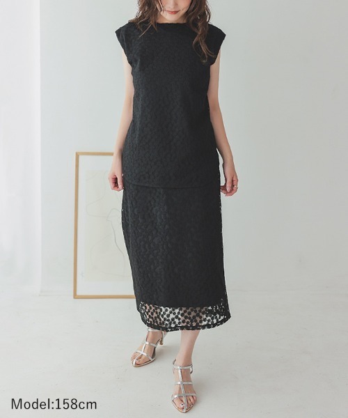 DONOBAN（ドノバン）の「フラワーレーススカート（スカート・レディース・ブラック/ホワイト・F）」の7枚目の写真