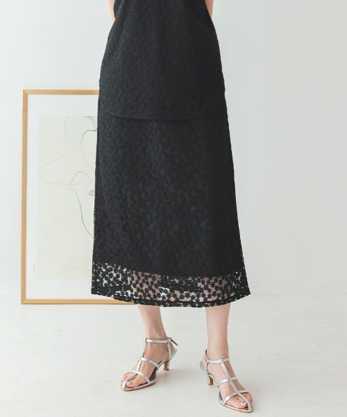 DONOBAN（ドノバン）の「フラワーレーススカート（スカート・レディース・ブラック/ホワイト・F）」の8枚目の写真