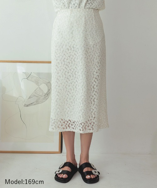 DONOBAN（ドノバン）の「フラワーレーススカート（スカート・レディース・ブラック/ホワイト・F）」の10枚目の写真