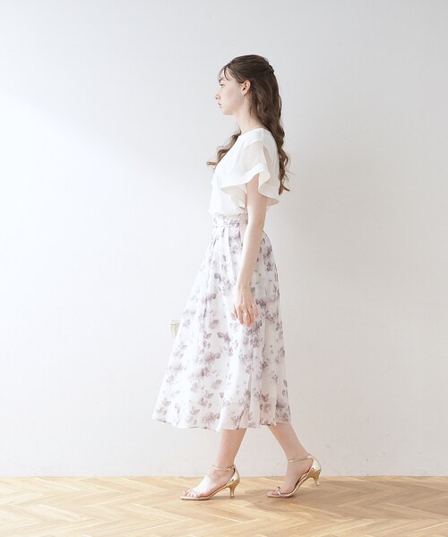 couture brooch（クチュールブローチ）の「◆【接触冷感/UVケア/マシンウォッシャブル】袖シアーフレアデザイントップス（Tシャツ/カットソー・レディース・ピンク系その他/ブラック/ライトグレー/オフホワイト・42/40/38/36）」の6枚目の写真