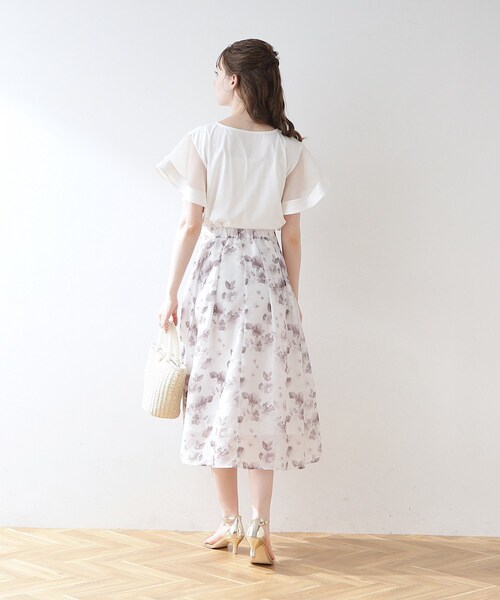 couture brooch（クチュールブローチ）の「◆【接触冷感/UVケア/マシンウォッシャブル】袖シアーフレアデザイントップス（Tシャツ/カットソー・レディース・ピンク系その他/ブラック/ライトグレー/オフホワイト・42/40/38/36）」の7枚目の写真