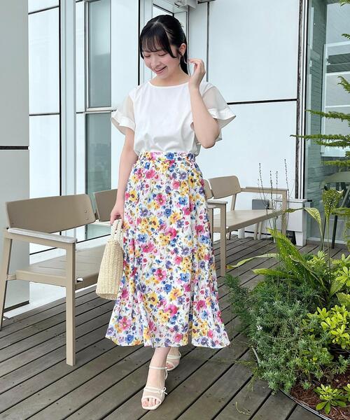 couture brooch（クチュールブローチ）の「◆【接触冷感/UVケア/マシンウォッシャブル】袖シアーフレアデザイントップス（Tシャツ/カットソー・レディース・ピンク系その他/ブラック/ライトグレー/オフホワイト・42/40/38/36）」の11枚目の写真