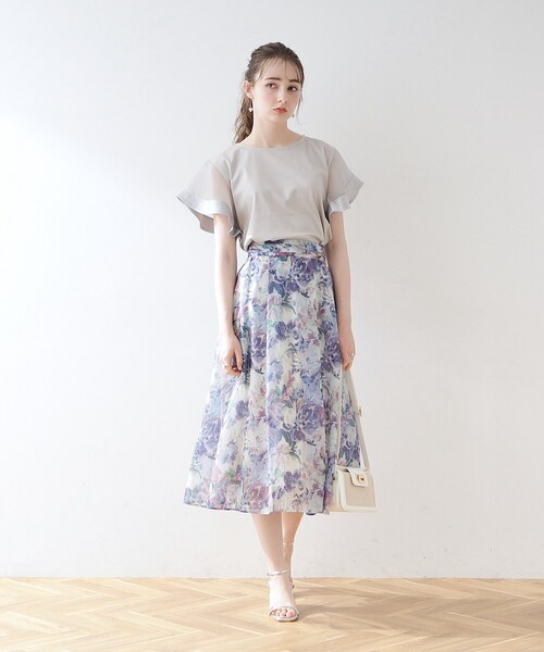 couture brooch（クチュールブローチ）の「◆【接触冷感/UVケア/マシンウォッシャブル】袖シアーフレアデザイントップス（Tシャツ/カットソー・レディース・ピンク系その他/ブラック/ライトグレー/オフホワイト・42/40/38/36）」の15枚目の写真