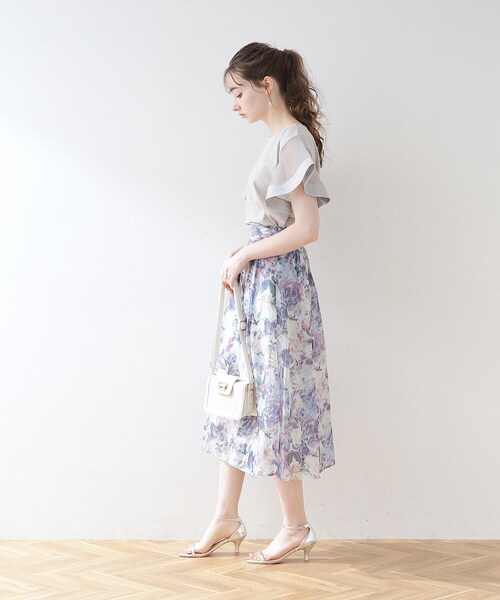 couture brooch（クチュールブローチ）の「◆【接触冷感/UVケア/マシンウォッシャブル】袖シアーフレアデザイントップス（Tシャツ/カットソー・レディース・ピンク系その他/ブラック/ライトグレー/オフホワイト・42/40/38/36）」の16枚目の写真