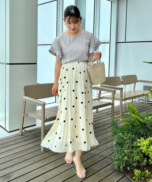 couture brooch（クチュールブローチ）の「◆【接触冷感/UVケア/マシンウォッシャブル】袖シアーフレアデザイントップス（Tシャツ/カットソー・レディース・ピンク系その他/ブラック/ライトグレー/オフホワイト・42/40/38/36）」の21枚目の写真