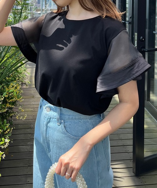 セール】【接触冷感/UVケア/マシンウォッシャブル】袖シアーフレア  