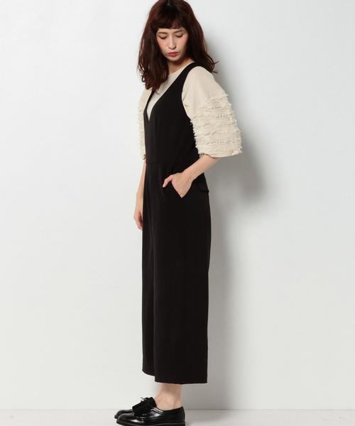 Another Edition（アナザーエディション）の「Vネックオールインワン/ AEBC Ⅴ/N AIO◆（つなぎ/オールインワン・レディース・ブラック/ベージュ・MEDIUM/SMALL）」の5枚目の写真