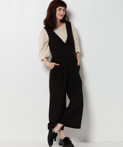 Another Edition（アナザーエディション）の「Vネックオールインワン/ AEBC Ⅴ/N AIO◆（つなぎ/オールインワン・レディース・ブラック/ベージュ・MEDIUM/SMALL）」の6枚目の写真