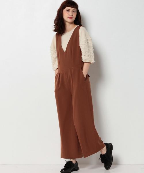 Another Edition（アナザーエディション）の「Vネックオールインワン/ AEBC Ⅴ/N AIO◆（つなぎ/オールインワン・レディース・ブラック/ベージュ・MEDIUM/SMALL）」の8枚目の写真