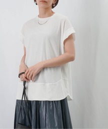LC/LLL ドライタッチフレンチカットソー / ラウンドヘムシンプルTシャツ