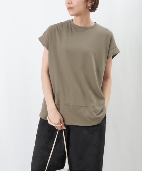 LUCA/LADY LUCK LUCA(ルカ/レディラックルカ)の「LC/LLL ドライタッチフレンチカットソー / ラウンドヘムシンプルTシャツ(Tシャツ/カットソー・レディース・ブルー/カーキ/ブラック/ホワイト・FREE)」の3枚目の写真