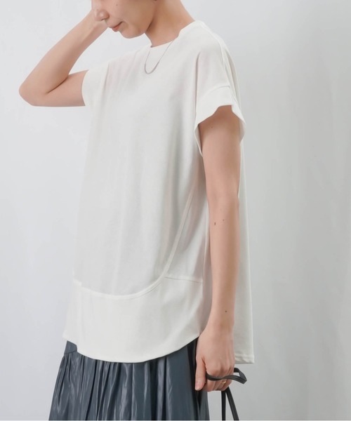 LUCA/LADY LUCK LUCA(ルカ/レディラックルカ)の「LC/LLL ドライタッチフレンチカットソー / ラウンドヘムシンプルTシャツ(Tシャツ/カットソー・レディース・ブルー/カーキ/ブラック/ホワイト・FREE)」の8枚目の写真