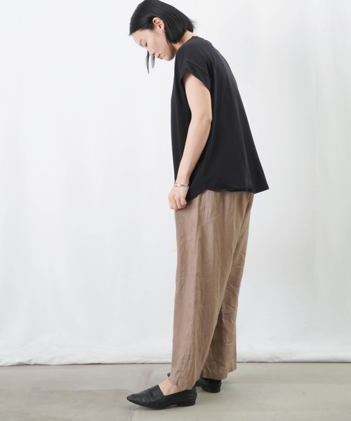 LUCA/LADY LUCK LUCA(ルカ/レディラックルカ)の「LC/LLL ドライタッチフレンチカットソー / ラウンドヘムシンプルTシャツ(Tシャツ/カットソー・レディース・ブルー/カーキ/ブラック/ホワイト・FREE)」の18枚目の写真