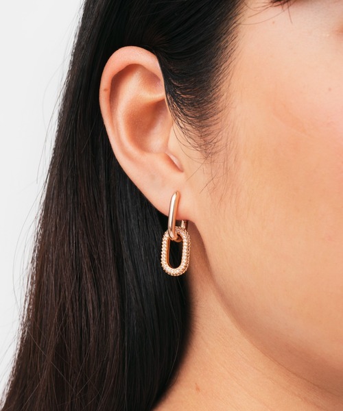 CRYSTAL LINK EARRING レディースピアス ローズゴールド
