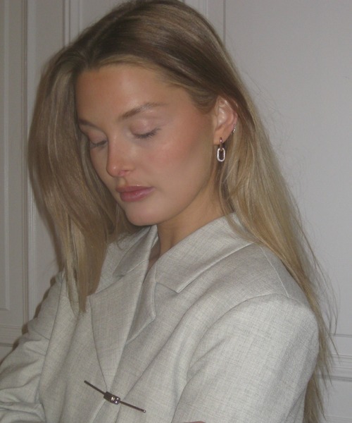 CRYSTAL LINK EARRING レディースピアス ローズゴールド／シルバー