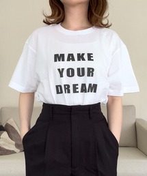 太文字英字ロゴプリント半袖Tシャツ
