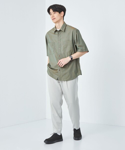 green label relaxing(グリーンレーベルリラクシング)の「ウォッシャブルトロ ダブルポケット レギュラーカラー シャツ-ウォッシャブル・ストレッチ・防シワ-(シャツ/ブラウス・メンズ・オリーブ/ターコイズブルー・XL/M/S/L)」の3枚目の写真