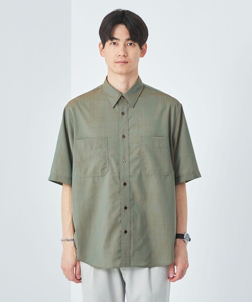 green label relaxing(グリーンレーベルリラクシング)の「ウォッシャブルトロ ダブルポケット レギュラーカラー シャツ-ウォッシャブル・ストレッチ・防シワ-(シャツ/ブラウス・メンズ・オリーブ/ターコイズブルー・XL/M/S/L)」の5枚目の写真