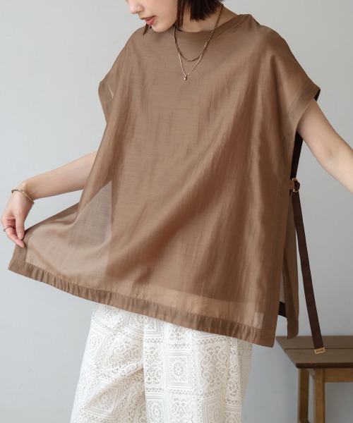 Bou Jeloud(ブージュルード)の「シアーカットドッキングプルオーバー(Tシャツ/カットソー・レディース・ライム/ブラウン・38)」の1枚目の写真