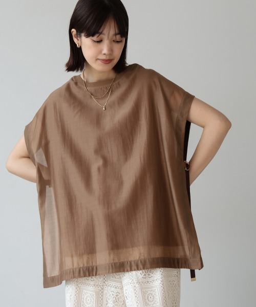 Bou Jeloud(ブージュルード)の「シアーカットドッキングプルオーバー(Tシャツ/カットソー・レディース・ライム/ブラウン・38)」の3枚目の写真