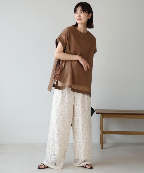 Bou Jeloud(ブージュルード)の「シアーカットドッキングプルオーバー(Tシャツ/カットソー・レディース・ライム/ブラウン・38)」の4枚目の写真