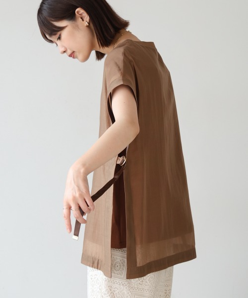 Bou Jeloud(ブージュルード)の「シアーカットドッキングプルオーバー(Tシャツ/カットソー・レディース・ライム/ブラウン・38)」の7枚目の写真