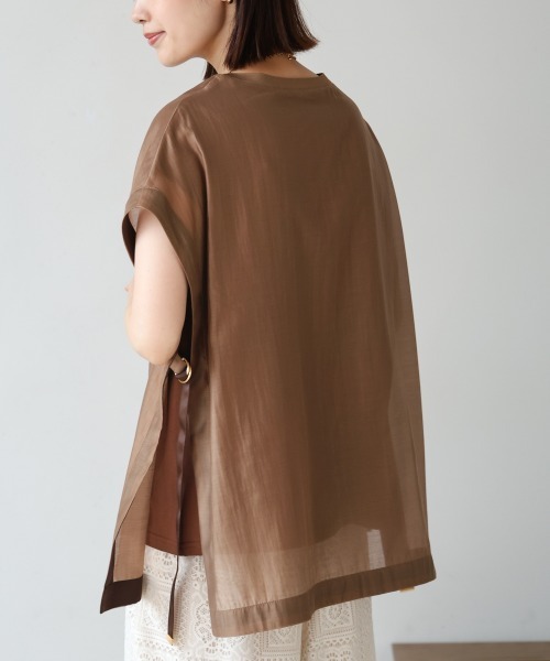 Bou Jeloud(ブージュルード)の「シアーカットドッキングプルオーバー(Tシャツ/カットソー・レディース・ライム/ブラウン・38)」の9枚目の写真