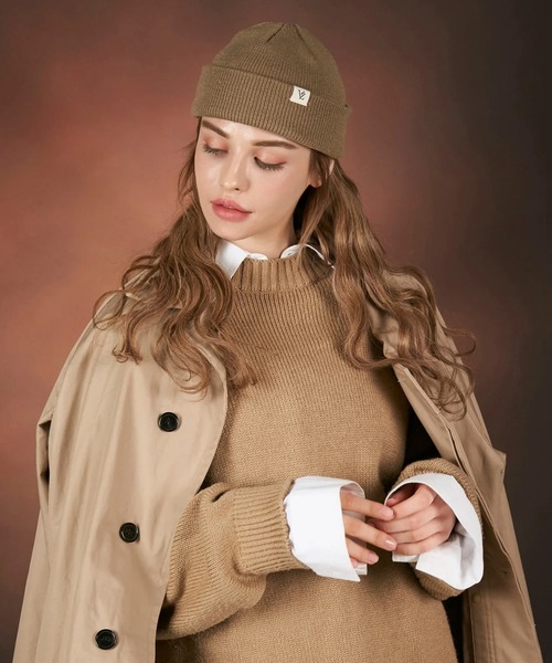 VARZAR（バザール）の「VARZAR/バザール Monogram label beanie ビーニー ニット帽（ニットキャップ/ビーニー・レディース・ベージュ/マスタード/ホワイト/ブラック/カーキ/グレー・FREE）」の18枚目の写真