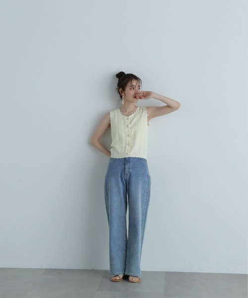 N.(N. Natural Beauty Basic)(エヌエヌナチュラルビューティーベーシック)の「◆◇5ポケットワイドデニムパンツ(デニムパンツ・レディース・ライトブルー/ワンウォッシュ/ブラック/ブルー系その他・SMALL/X-SMALL/MEDIUM)」の8枚目の写真