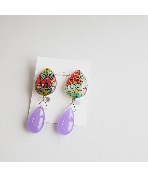 tone(トーン)の「【joesstyle】*Glass Earrings*リバティ×天然石のイヤリング(MA)(イヤリング・レディース・マルチ・FREE)」の4枚目の写真