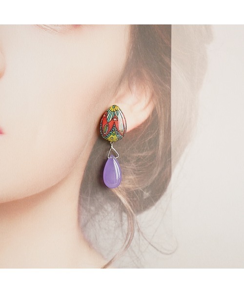 tone(トーン)の「【joesstyle】*Glass Earrings*リバティ×天然石のイヤリング(MA)(イヤリング・レディース・マルチ・FREE)」の7枚目の写真