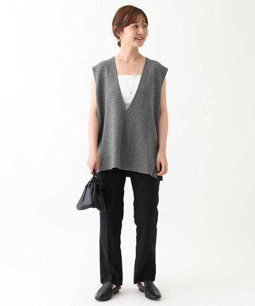 SLOBE IENA（スローブイエナ）の「ダブルフェイスニットベスト（ベスト・レディース・ブラック/ピンク系その他/チャコールグレー・FREE）」の8枚目の写真