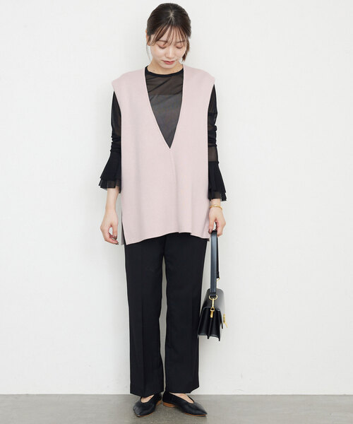 SLOBE IENA（スローブイエナ）の「ダブルフェイスニットベスト（ベスト・レディース・ブラック/ピンク系その他/チャコールグレー・FREE）」の7枚目の写真