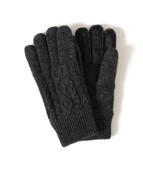 BEAMS（ビームス）の「ケーブルニット レザーグローブ（タッチパネル対応）（手袋・メンズ・ブラック/グレー/ネイビー・ONE SIZE）」の6枚目の写真