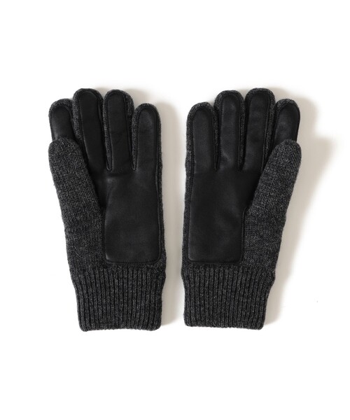 BEAMS（ビームス）の「ケーブルニット レザーグローブ（タッチパネル対応）（手袋・メンズ・ブラック/グレー/ネイビー・ONE SIZE）」の7枚目の写真