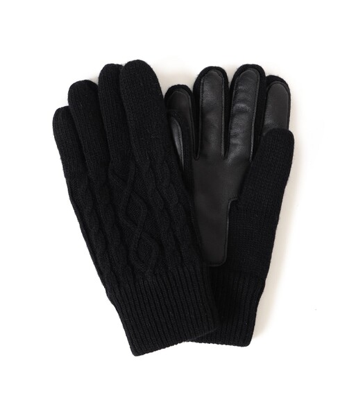 BEAMS（ビームス）の「ケーブルニット レザーグローブ（タッチパネル対応）（手袋・メンズ・ブラック/グレー/ネイビー・ONE SIZE）」の9枚目の写真