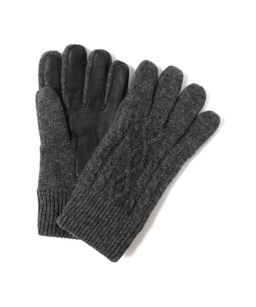 BEAMS（ビームス）の「ケーブルニット レザーグローブ（タッチパネル対応）（手袋・メンズ・ブラック/グレー/ネイビー・ONE SIZE）」の11枚目の写真