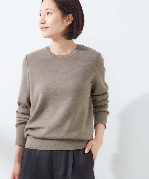 journal standard L'essage（ジャーナルスタンダードレサージュ）の「【LOWER/ローヴァー】18G Smooth Crew Neck Sweater：ニット（ニット/セーター・レディース・ライトグレー/ネイビー・MEDIUM）」の2枚目の写真