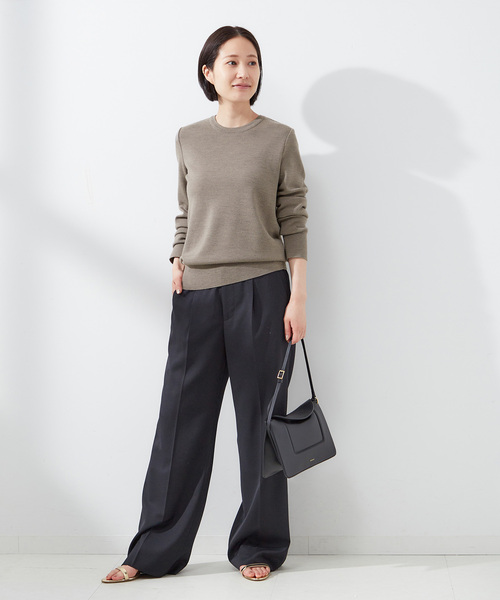 journal standard L'essage（ジャーナルスタンダードレサージュ）の「【LOWER/ローヴァー】18G Smooth Crew Neck Sweater：ニット（ニット/セーター・レディース・ライトグレー/ネイビー・MEDIUM）」の3枚目の写真